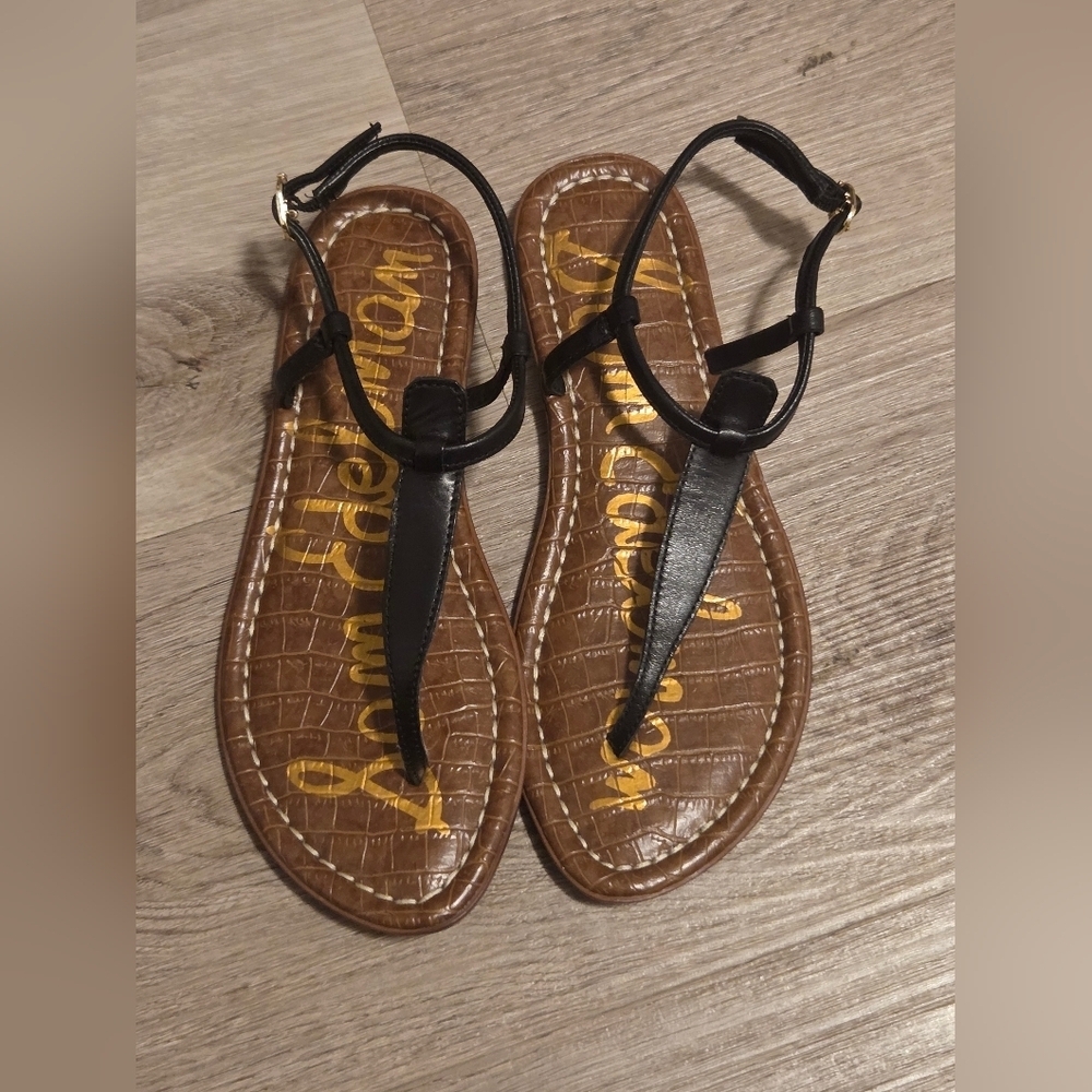 Sam Edelman  GIgi Black Strap Brown Sole Sandals